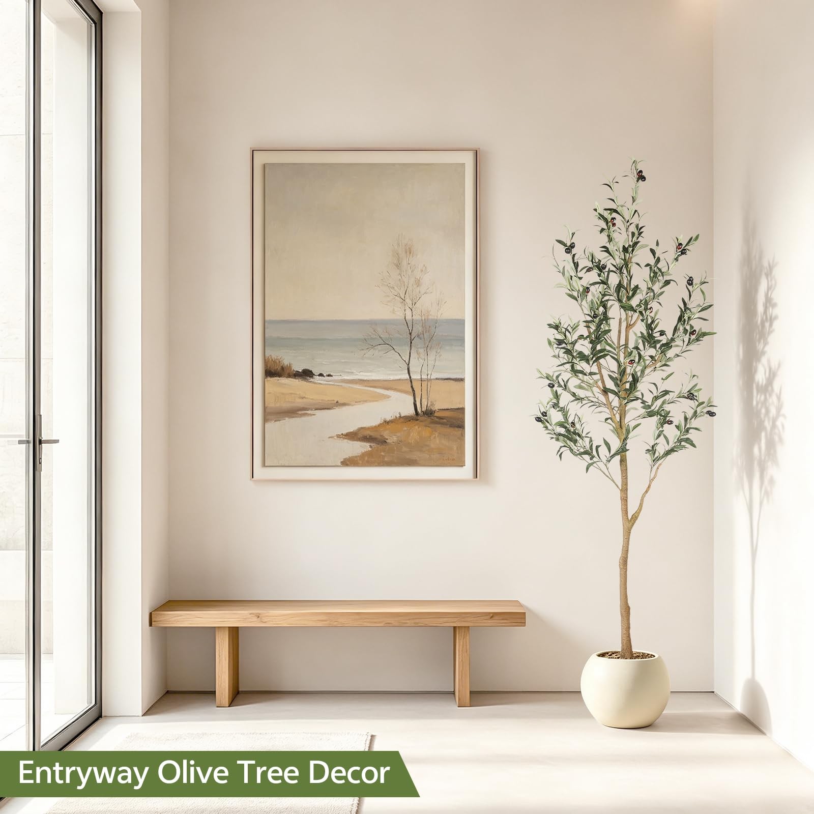 6ft Artificial Olive Tree, Tall Faux Olive Tree Plants, Fake Potted Olive Sil…
