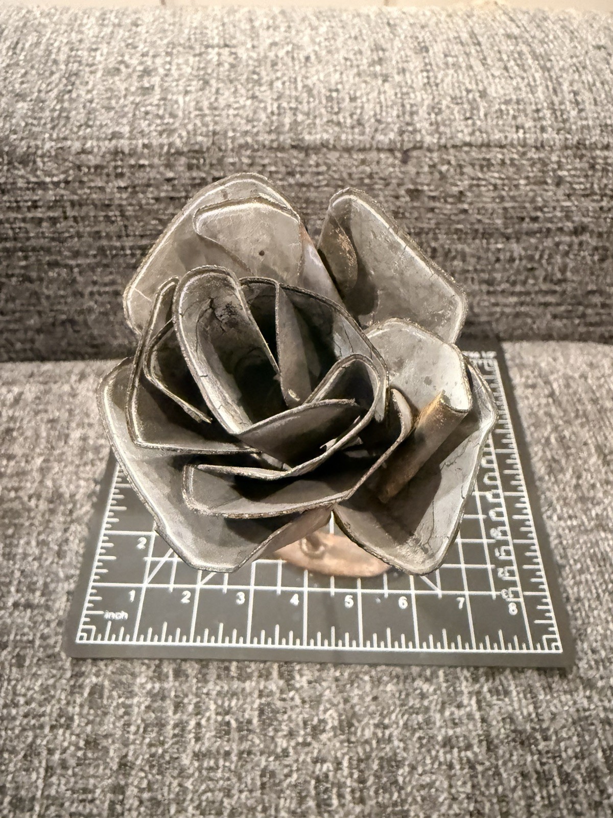 Handcrafted Custom Welded Metal Single Rose on Horseshoe