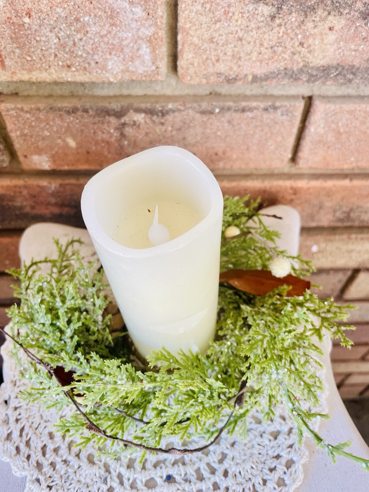 Brown Leaf Cypress Mini Wreath Greenery Ring