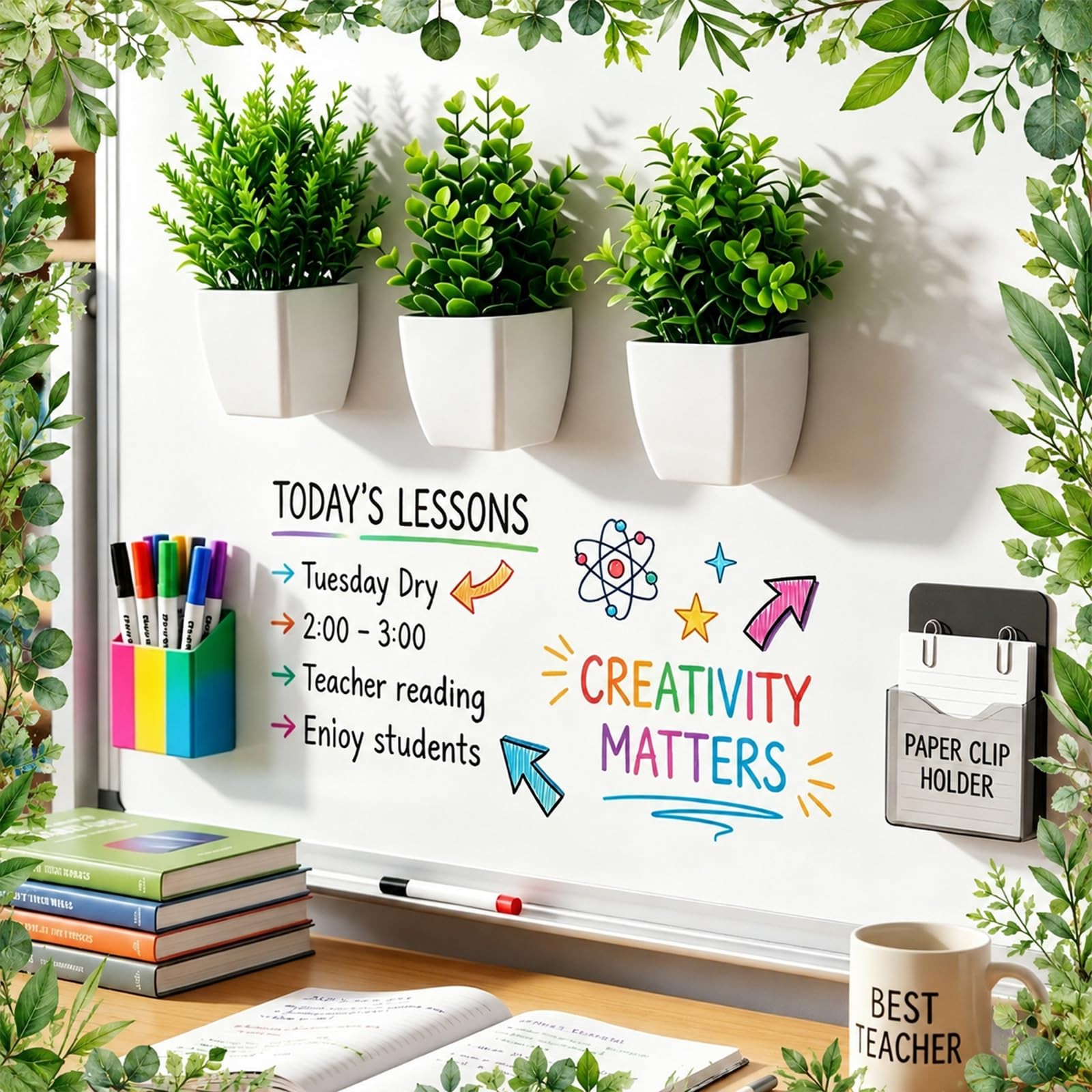 3 Pcs Magnetic Plants Classroom Decor Artificial Potted Potted Greenery Mini …