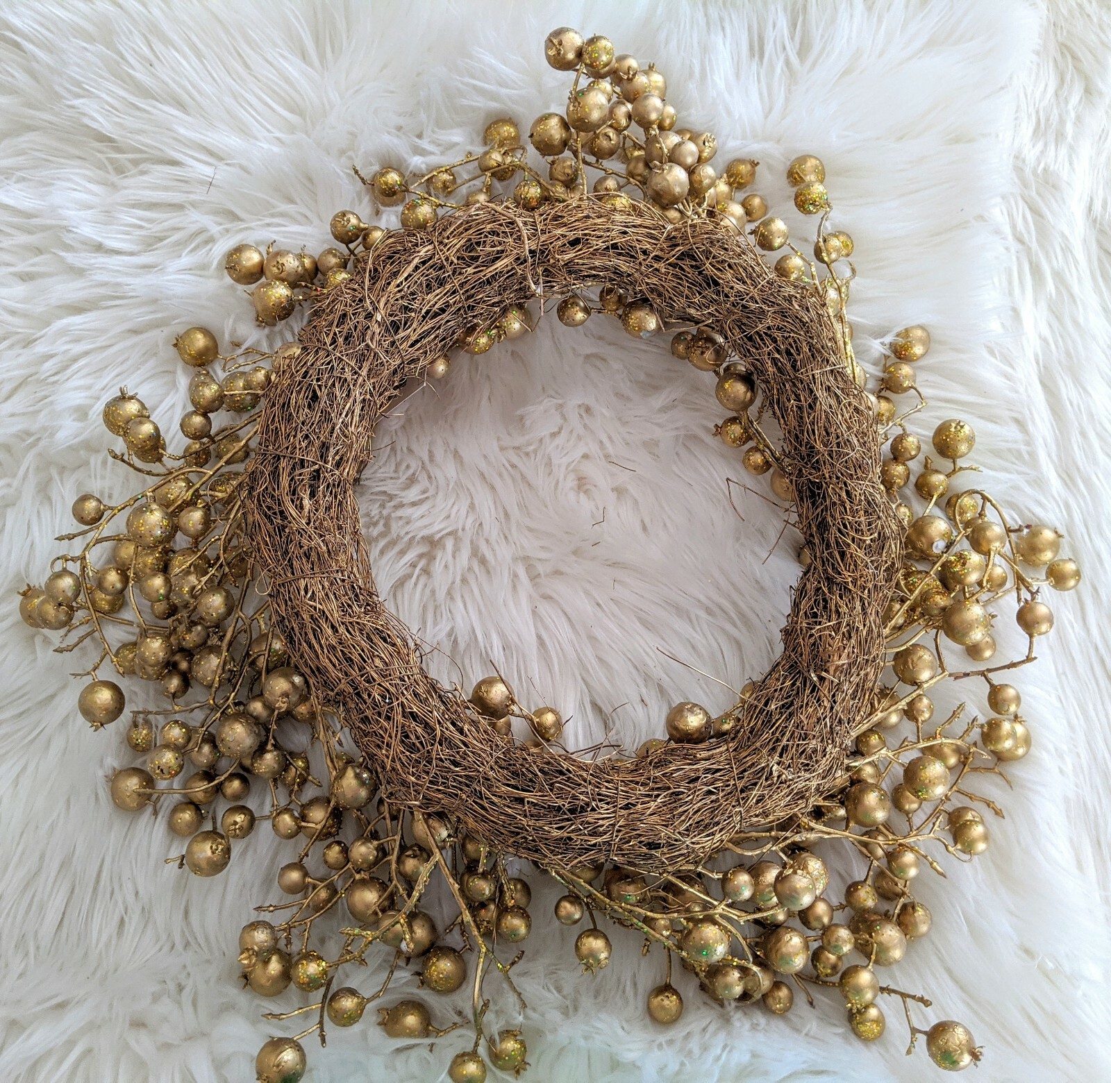 20 Inch Gold Glitter Ball Fall Wreath Glitter Twig Decoration Christmas Decor
