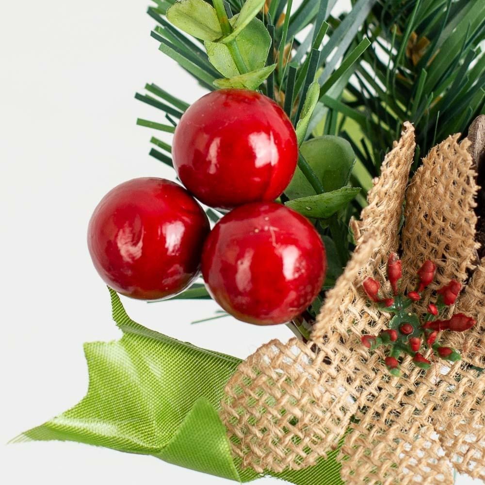 Pack of 6 Burlap Poinsettia, Pinecone and Berry 8-1/2″ Floral Picks