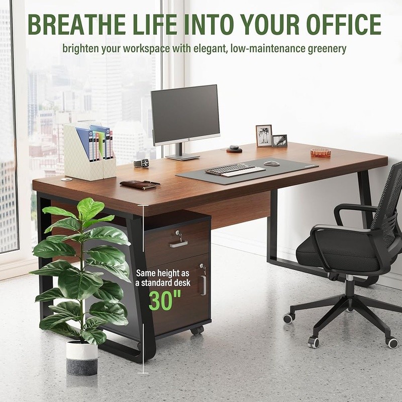 Artificial Fiddle Leaf Fig Trees Set of 2 Adjustable Indoor Outdoor Decor Plants