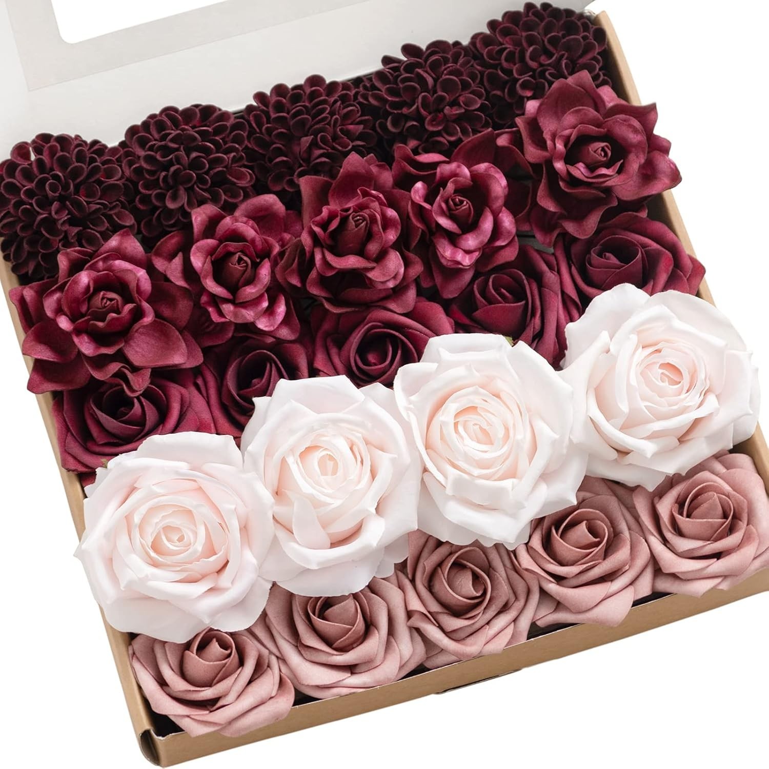 Silk and Foam Faux Flower Combo – 24 pcs for Stunning Event Arrangements