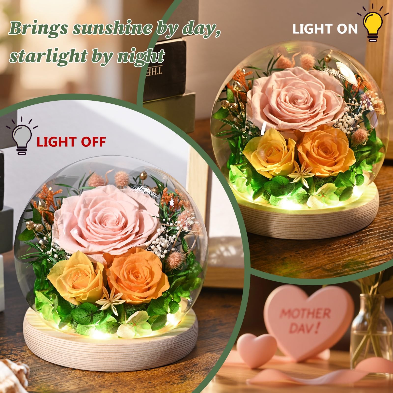 Flowers for Delivery , Forever Fresh Preserved Flowers in Glass Dome, Eternal…