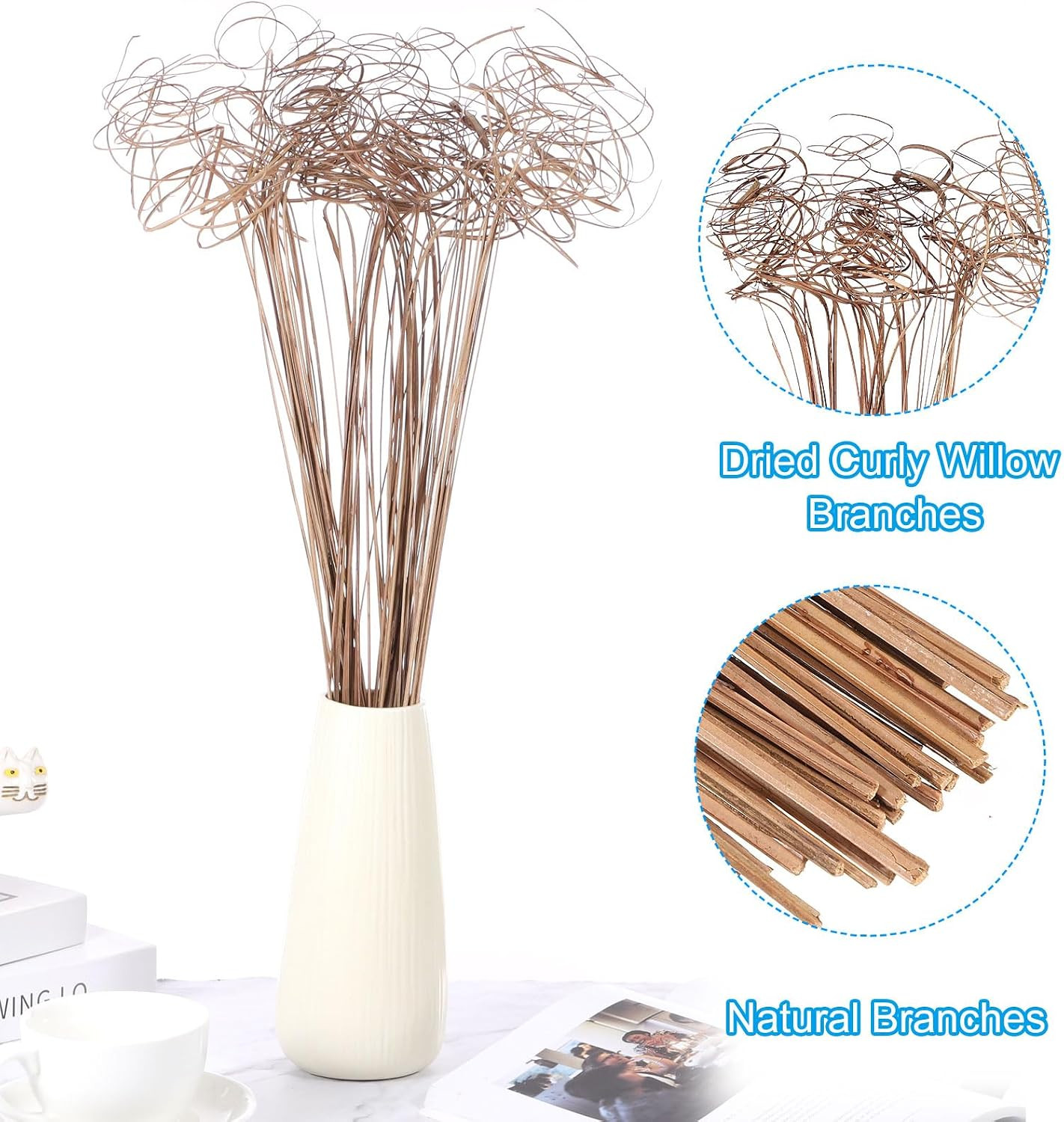 Curly Branch, 30 Pcs Natural Dried Willow Branches Twigs Christmas Tree Picks St
