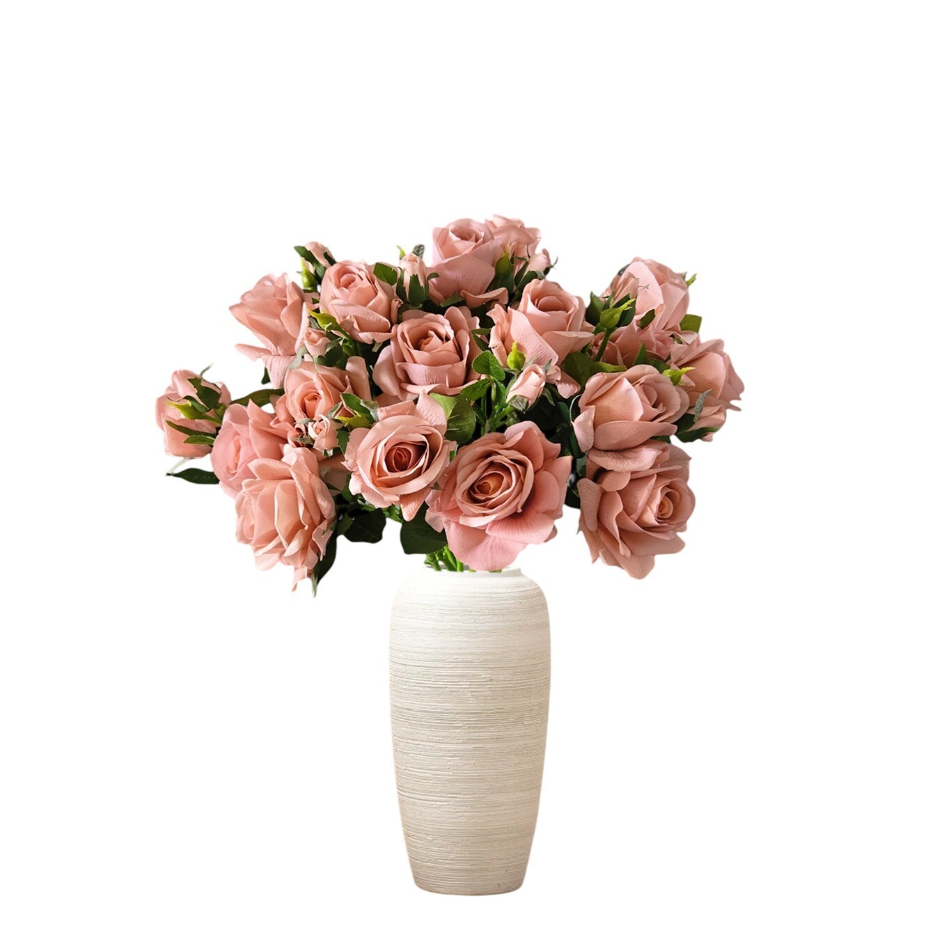 10pcs Artificial 3-Head Dark pink rose Each Stem Features 2Full Blooms and 1bud