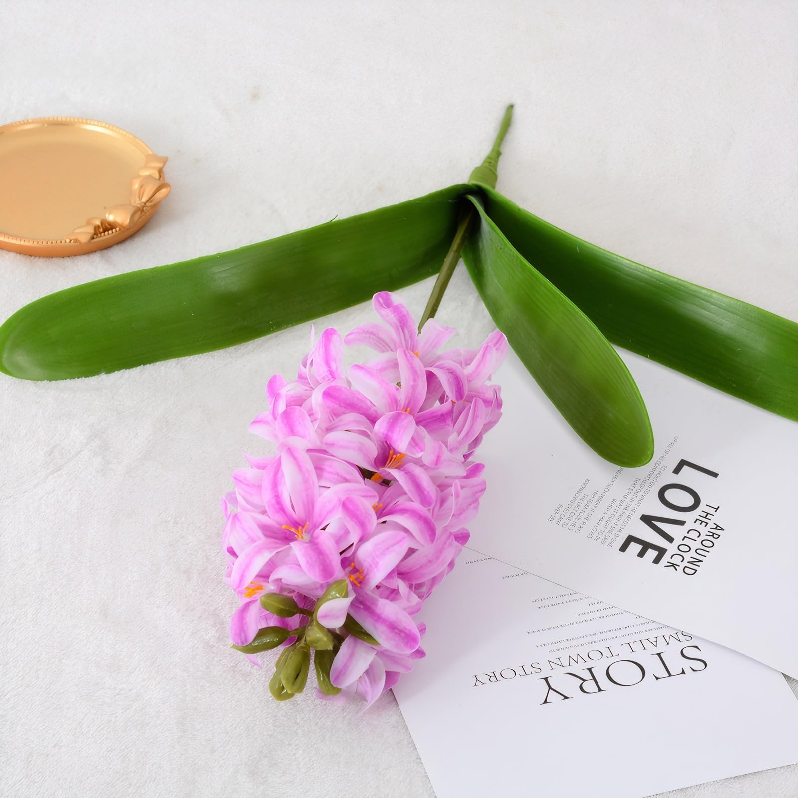 2pcs Artificial Hyacinth Hydrangea Flowers 16″ Real Touch Purple Fake Hyacint…