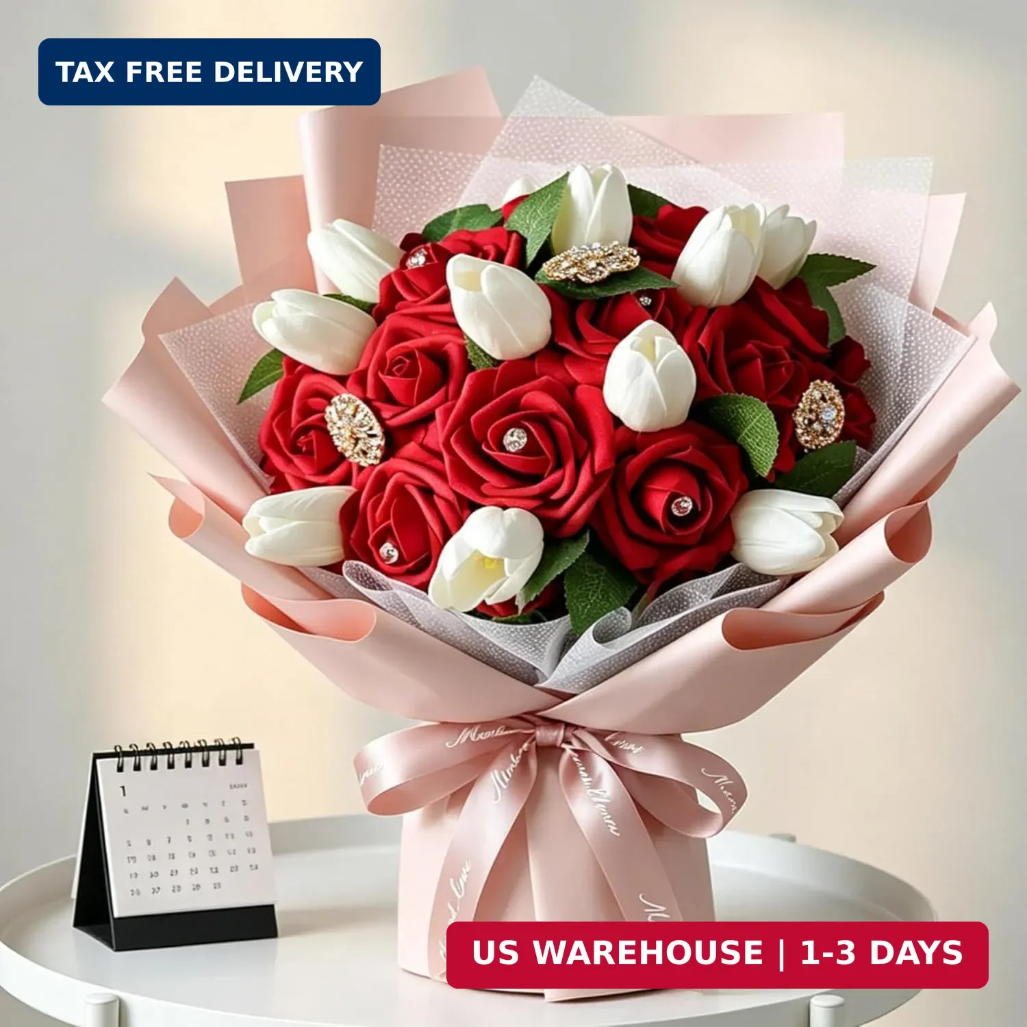 AmyHomie Artificial Flowers Dark Red Rose 25pcs Real Looking Fake Roses w/Stem f
