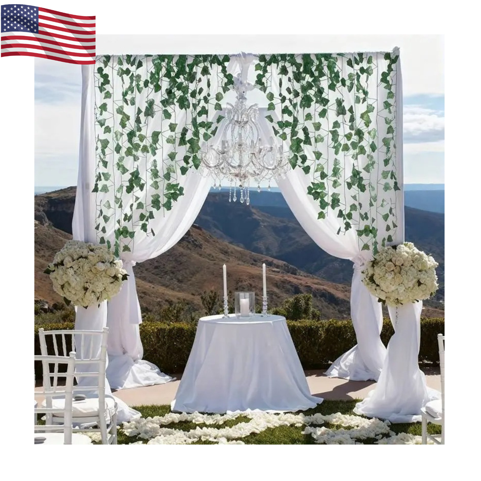 24PCS Artificial Ivy Garland 19m Green Vine Leaves Wedding Party Wall Decor