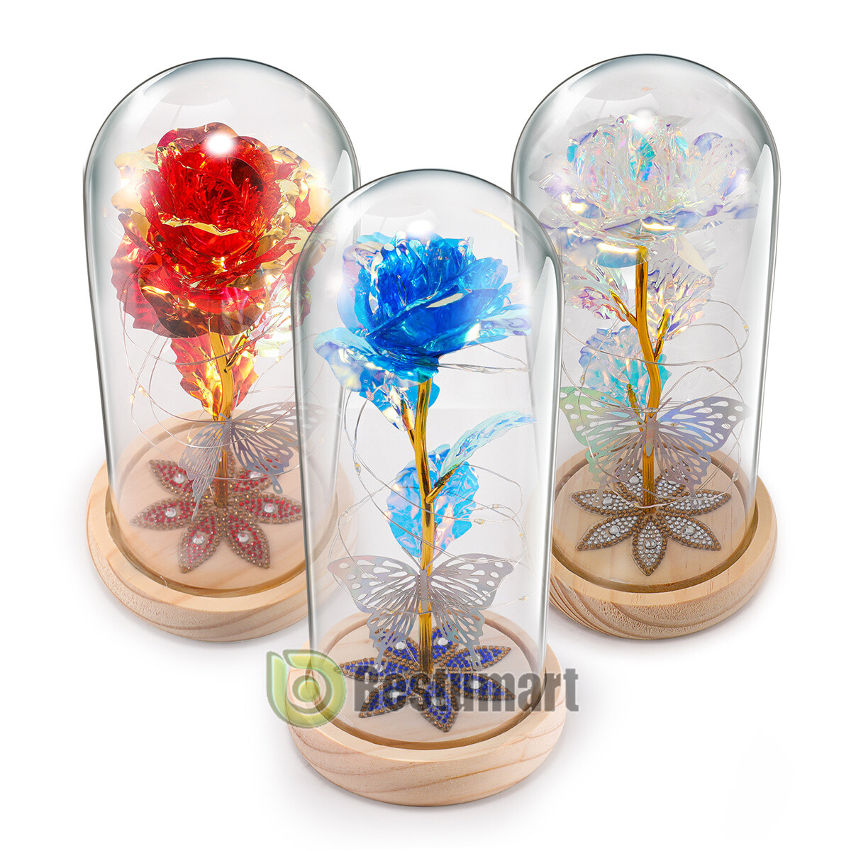 Eternal Forever Galaxy Rose Flower In Glass Dome LED Light Valentine’s Day Gift