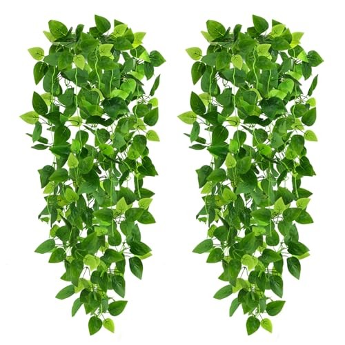 Fake Hanging Plants for Room Decor, 3.6ft Artificial Ivy Pothos Vine for 2pcs