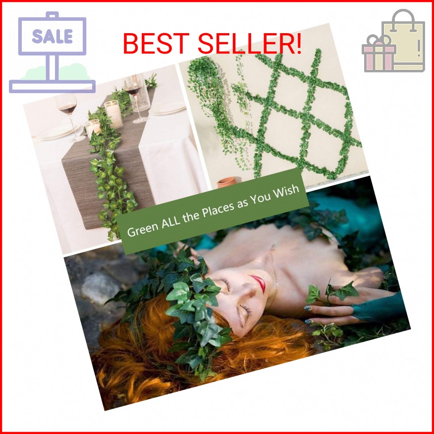 12 Pack Fake Vines for Room Decor Artificial Ivy Garland with Clip Green Flowers