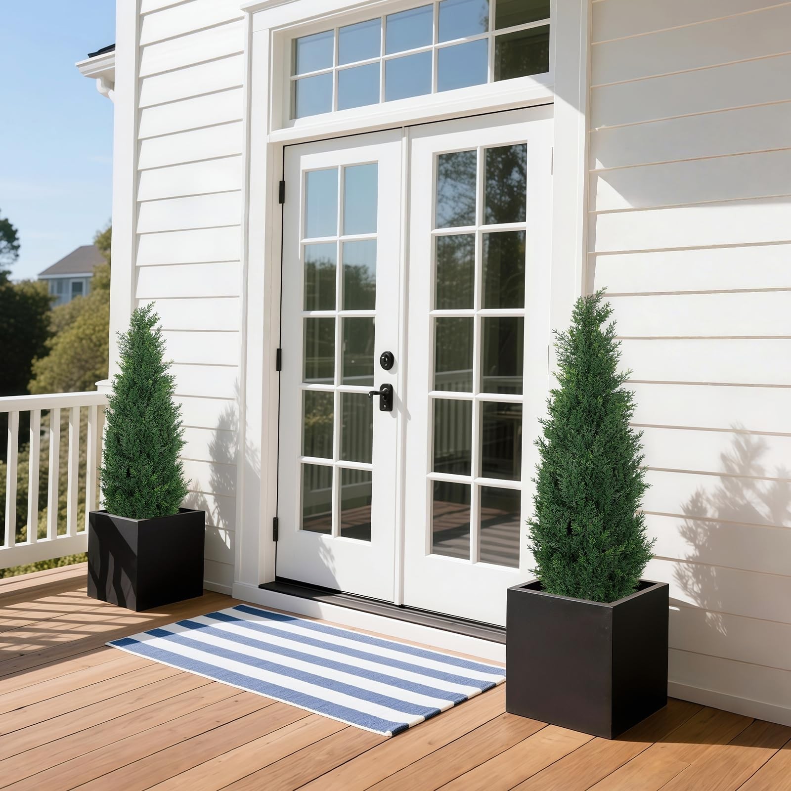 3FT Artificial Cedar Topiary Trees for Outdoors, UV Resistant Fake Cypress Sh…
