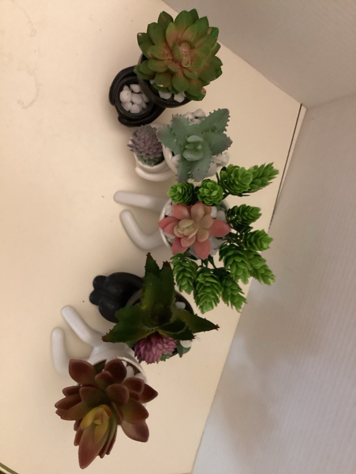 Faux Fake Succulents In Human Statue Pot Black & White Five