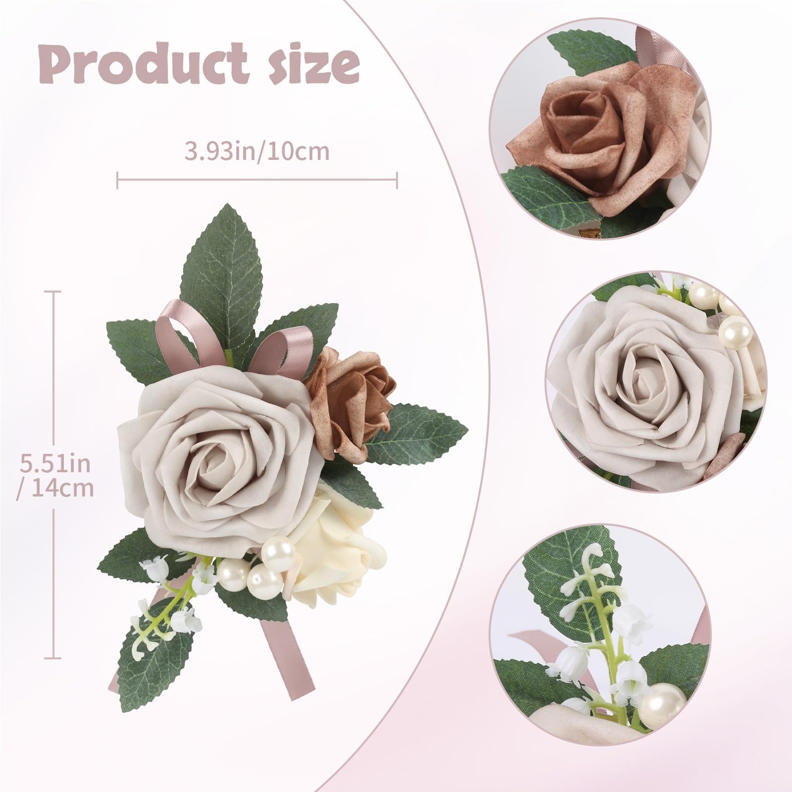 2pcs Wedding Shoulder Corsage Artificial Flowers Dusty Pink Fake Rose Flowers…