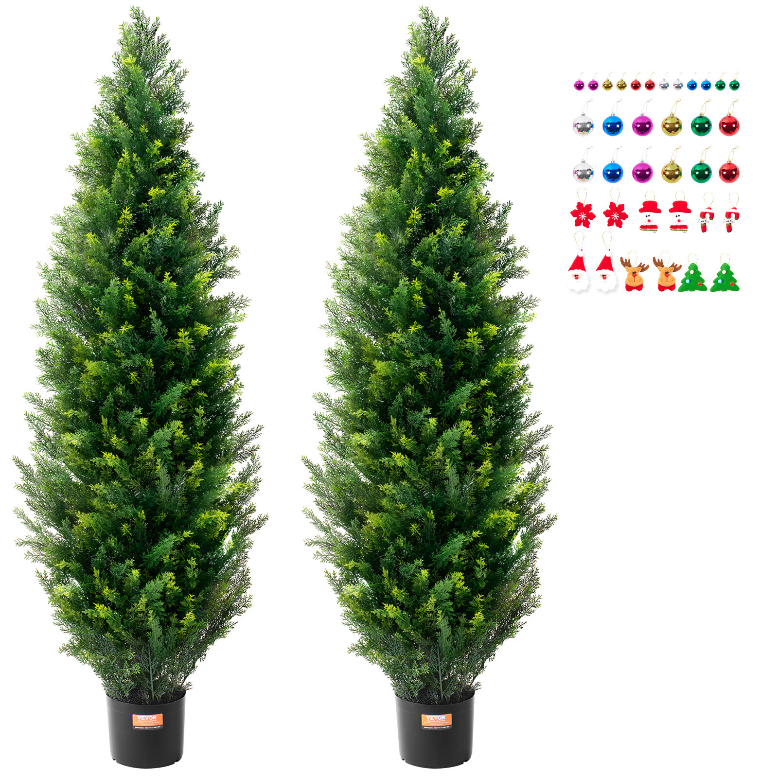 2 Pack 5′ Artificial Cedar Topiary Tree Faux Plant UV Home Decor In/Outdoor