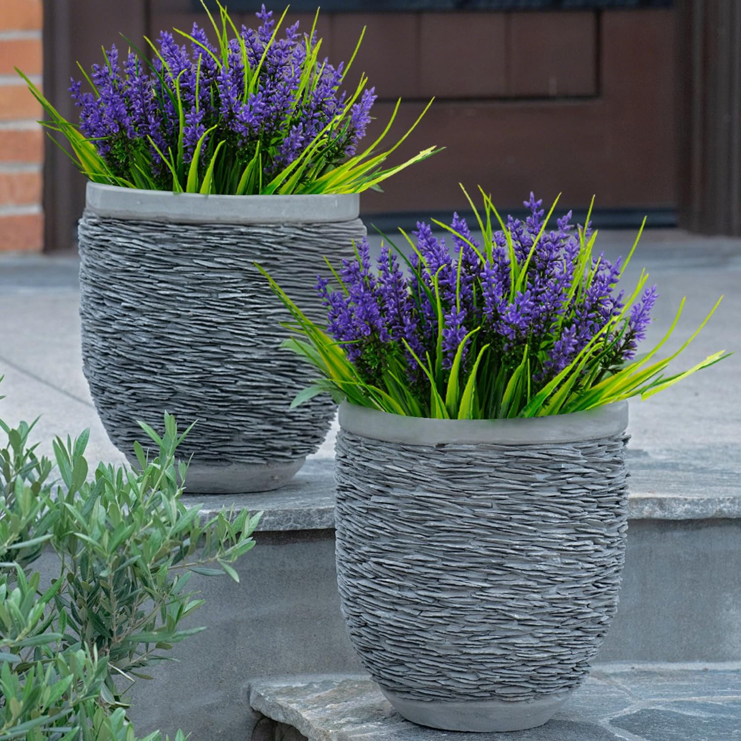 24 Bundles Artificial Plants Flowers Outdoor, Faux Lavender Flowers Monkey Grass