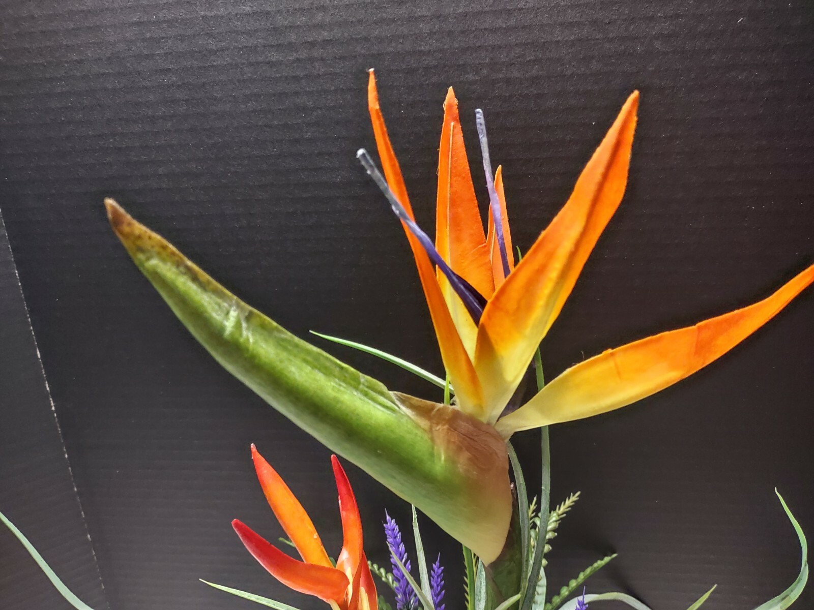 Artificial bird of paradise on disc table decoration, weddings, centerpiece OR