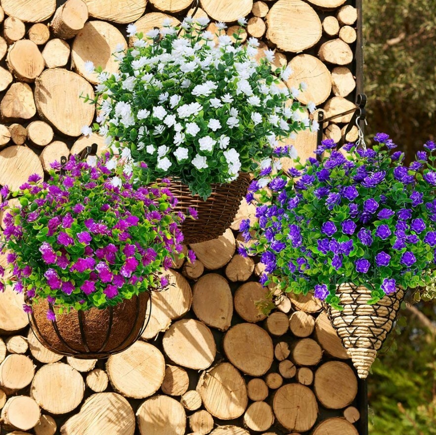 Artificial Flowers Fake Outdoor UV Resistant Boxwood Plants Shrubs Decor 4 Pack