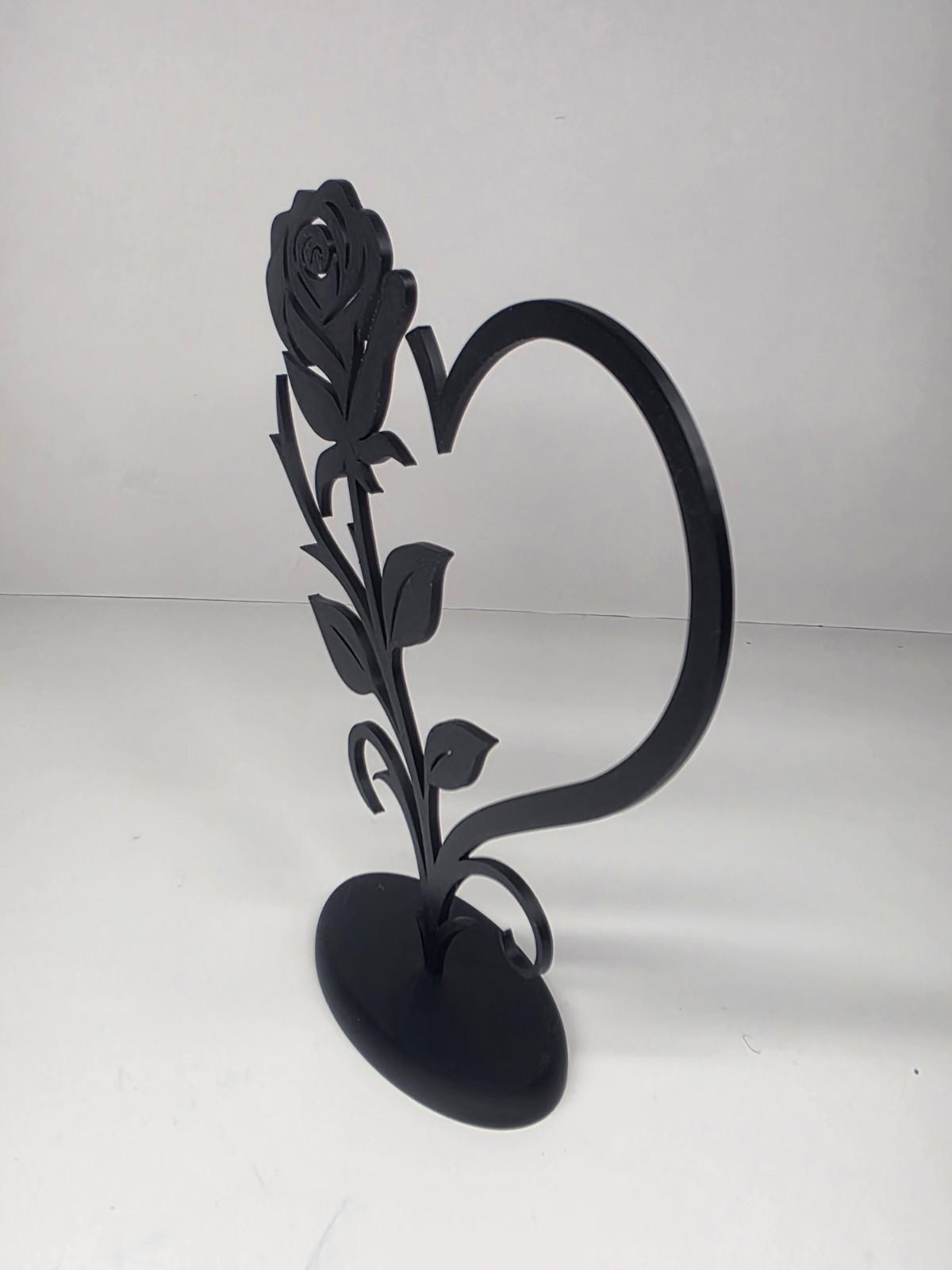 Rose Heart 3d Printed Decor With Stand Love Gift Home Decoration