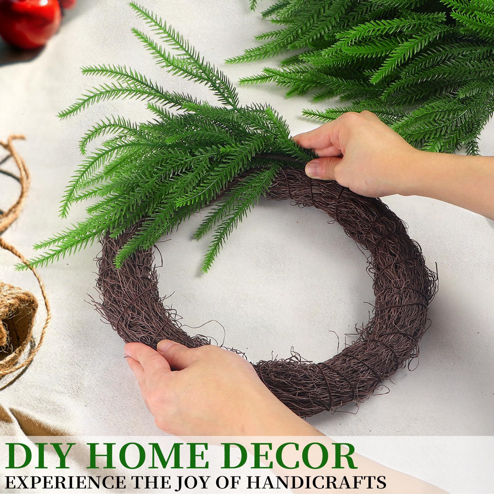 12pcs Christmas Norfolk Pine Stemsreal Touch Artificial Norfolk Pine Branches Fo
