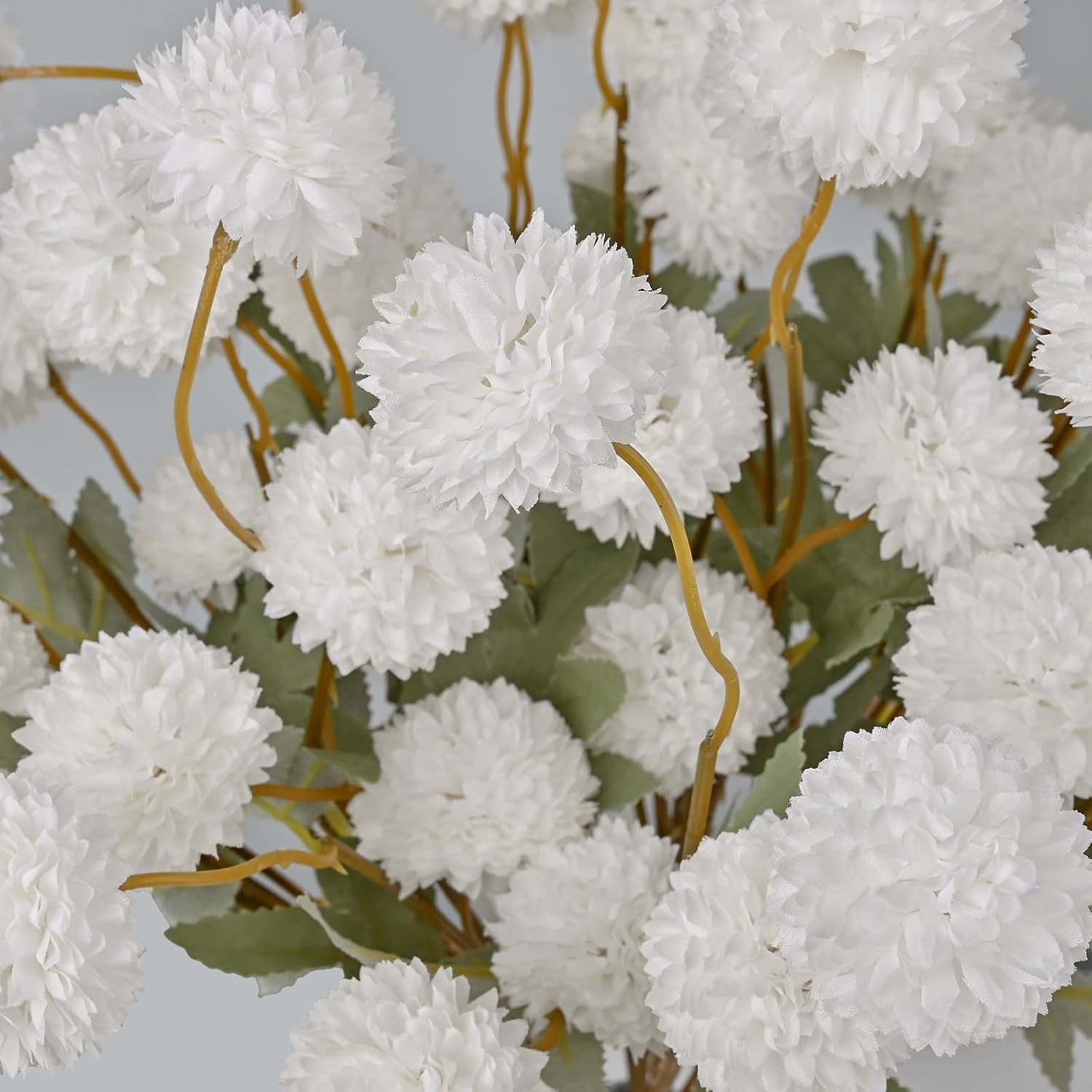 12 Pack Artificial Flowers Faux Kiku Flower Stems 21 Inch Silk Fall Floral Decor