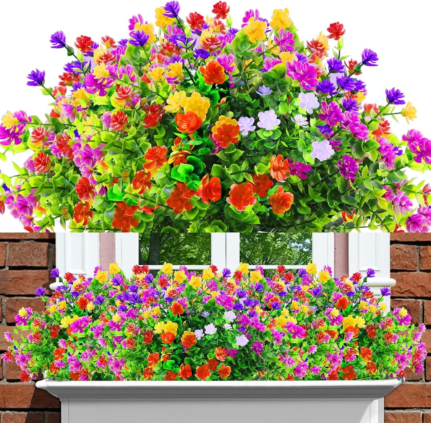 12 Bundles of UV Resistant Faux Silk Flowers for Vibrant Indoor/Outdoor Decor