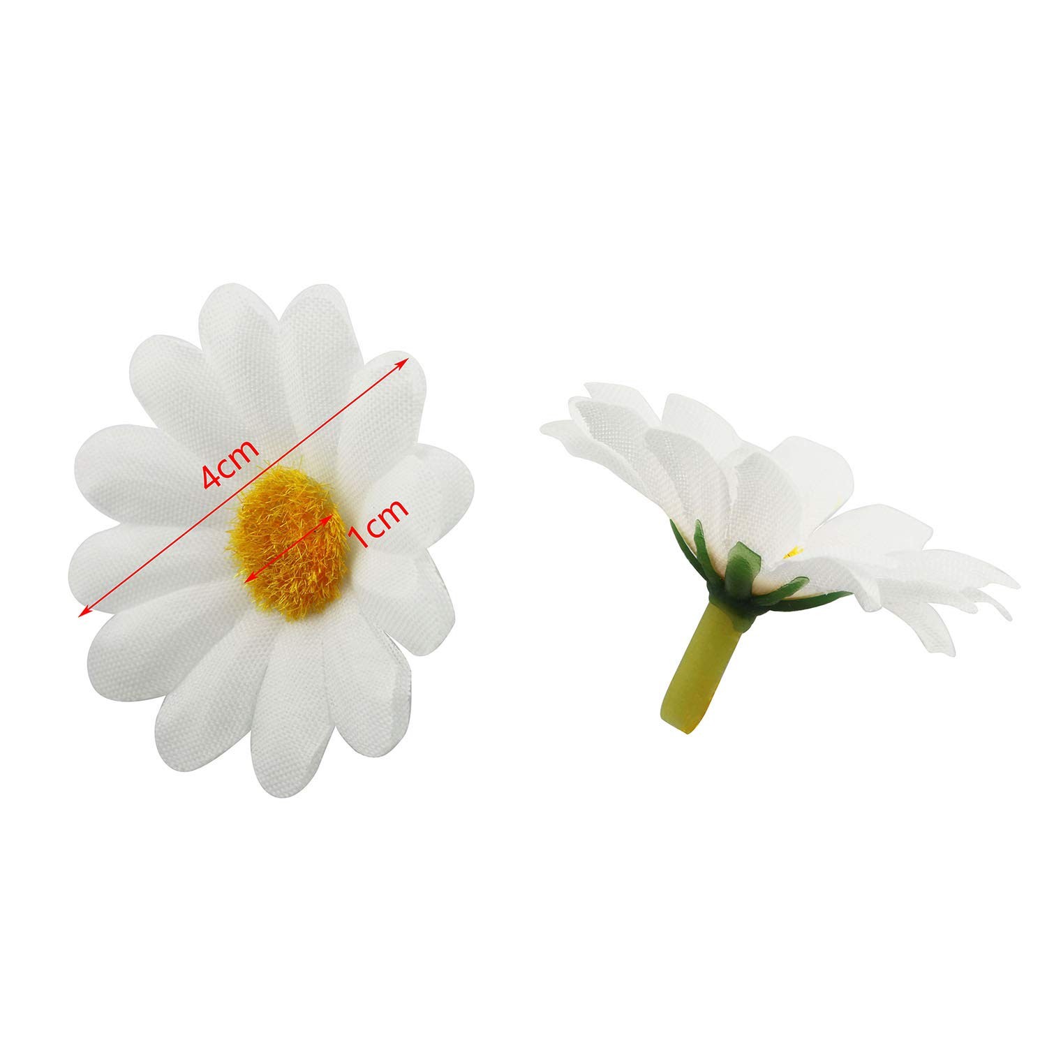 Fabric Daisy Flower Head 100PCS 1.5Inch White Artificial Gerbera Fake Flowers…