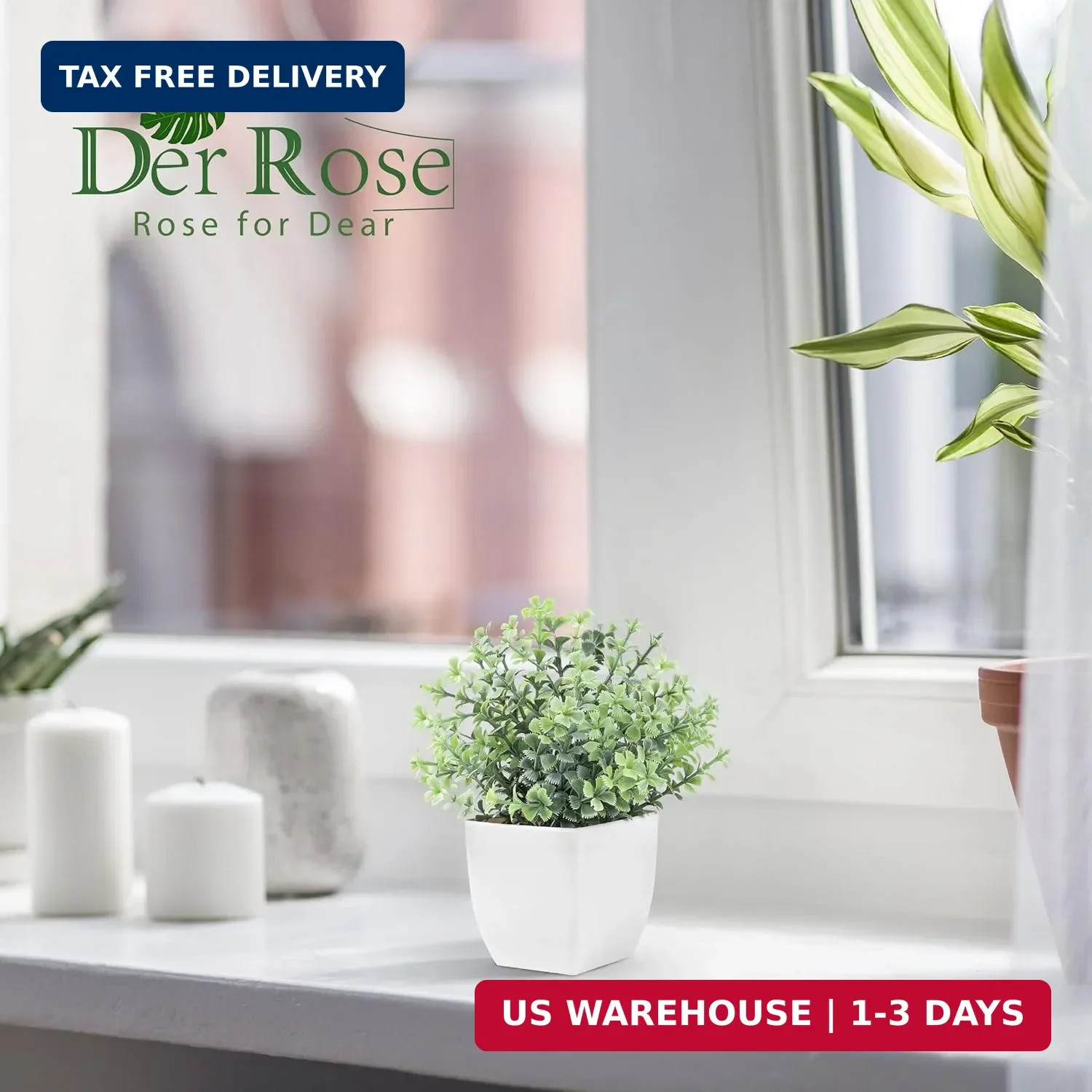 Der Rose 2 Pack Small Fake Plants Artificial Greenery Eucalyptus Plants in Pots