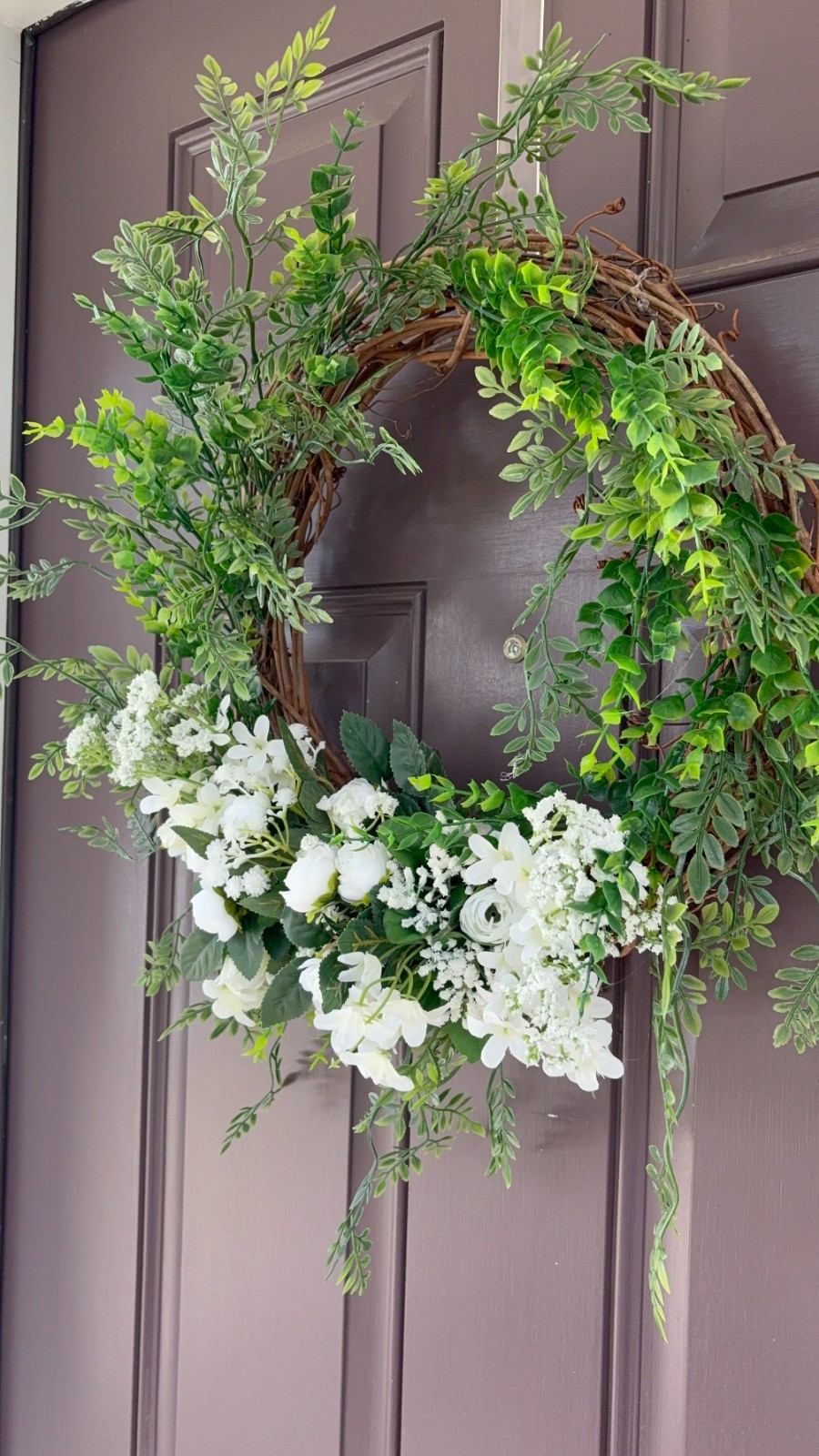 Spring, Summer or Any Occasion Handcrafted Faux / Plastic White flowers Wreath