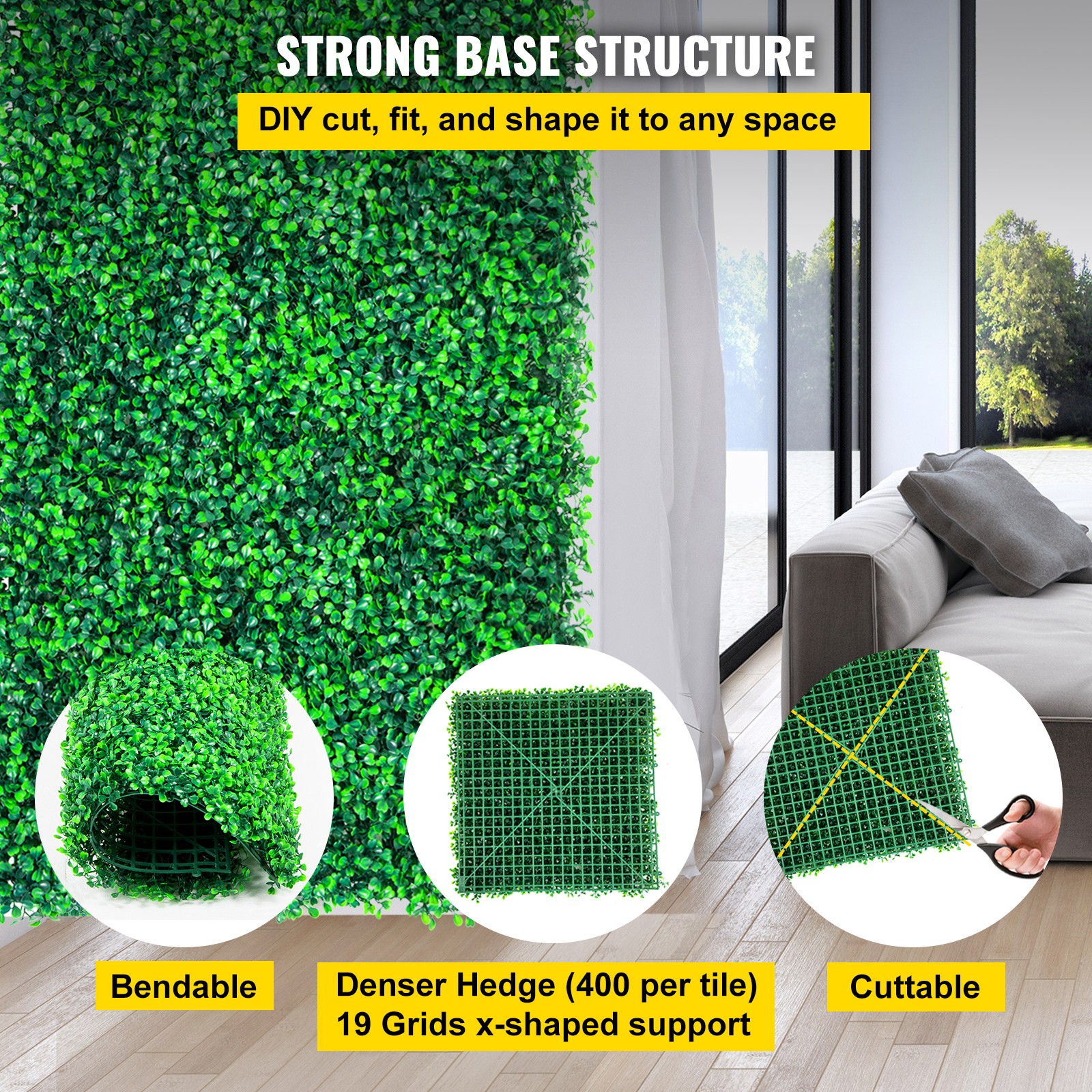 VEVOR Artificial Boxwood Panel Boxwood Hedge Wall Panel 20PC 20×20″ Garden Decor