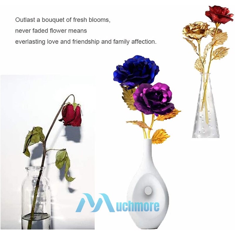 24K Gold Plated Dipped Rose Flower in Glass Dome Romantic Gift Love for Mom Girl