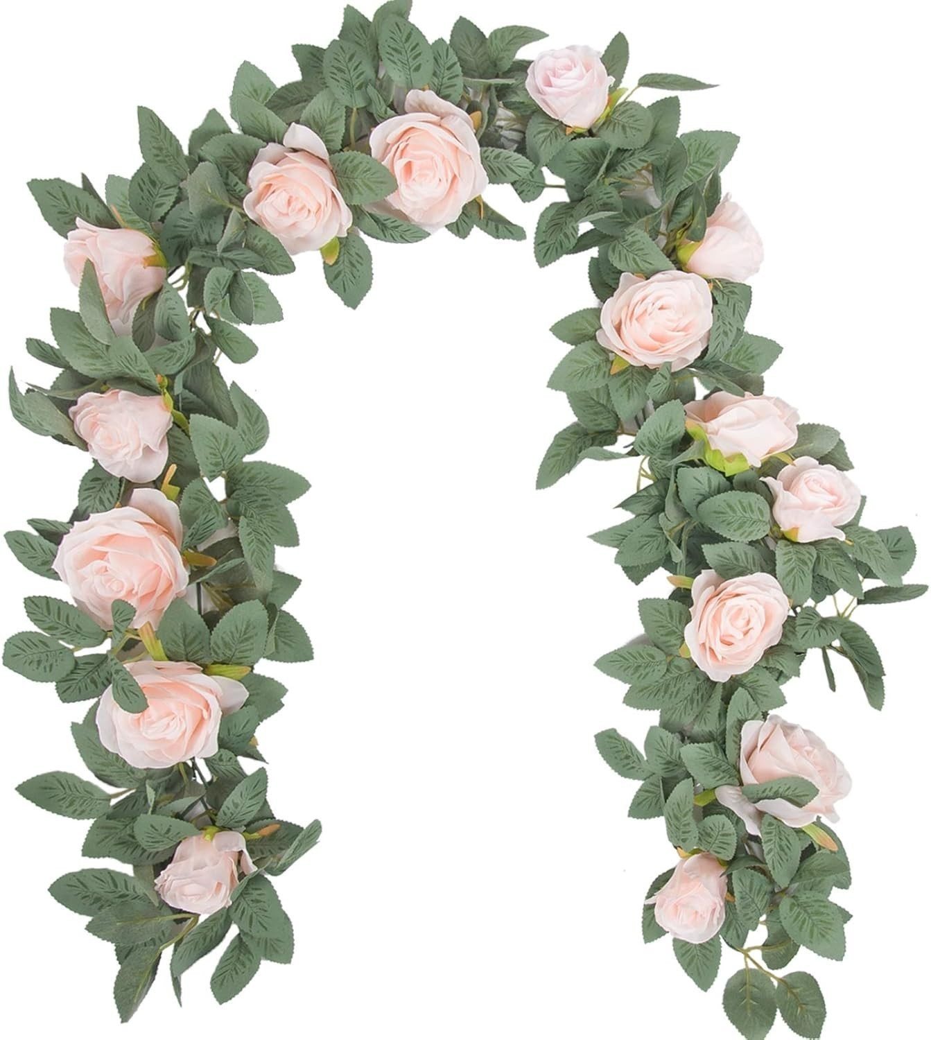2Pcs 13FT Artificial Eucalyptus Flower Spring Garland W/ Fake Rose Flower Vine