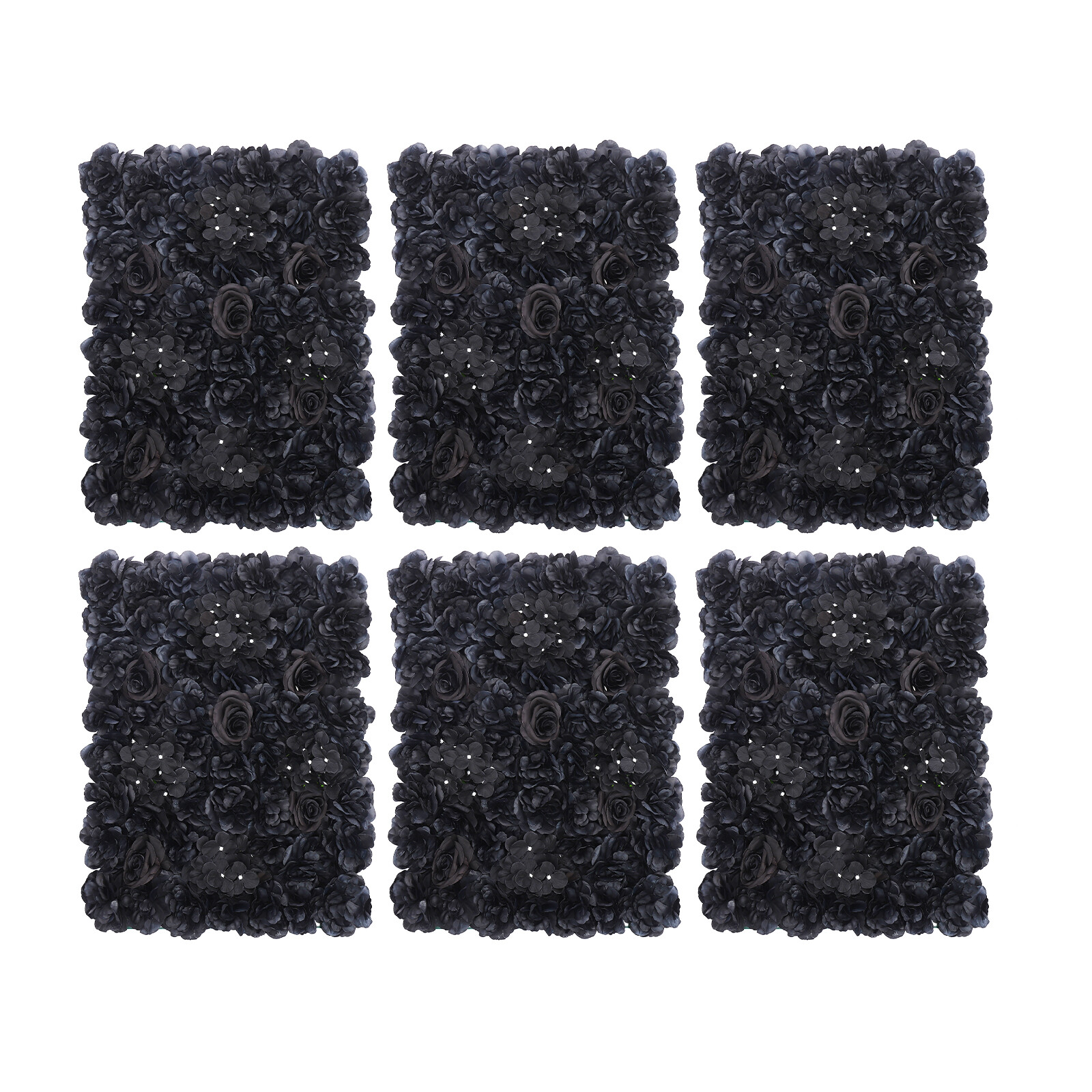 6 PCS Black Gothic Style Flowers Wall Panels Artificial Floral Wedding Decor NEW