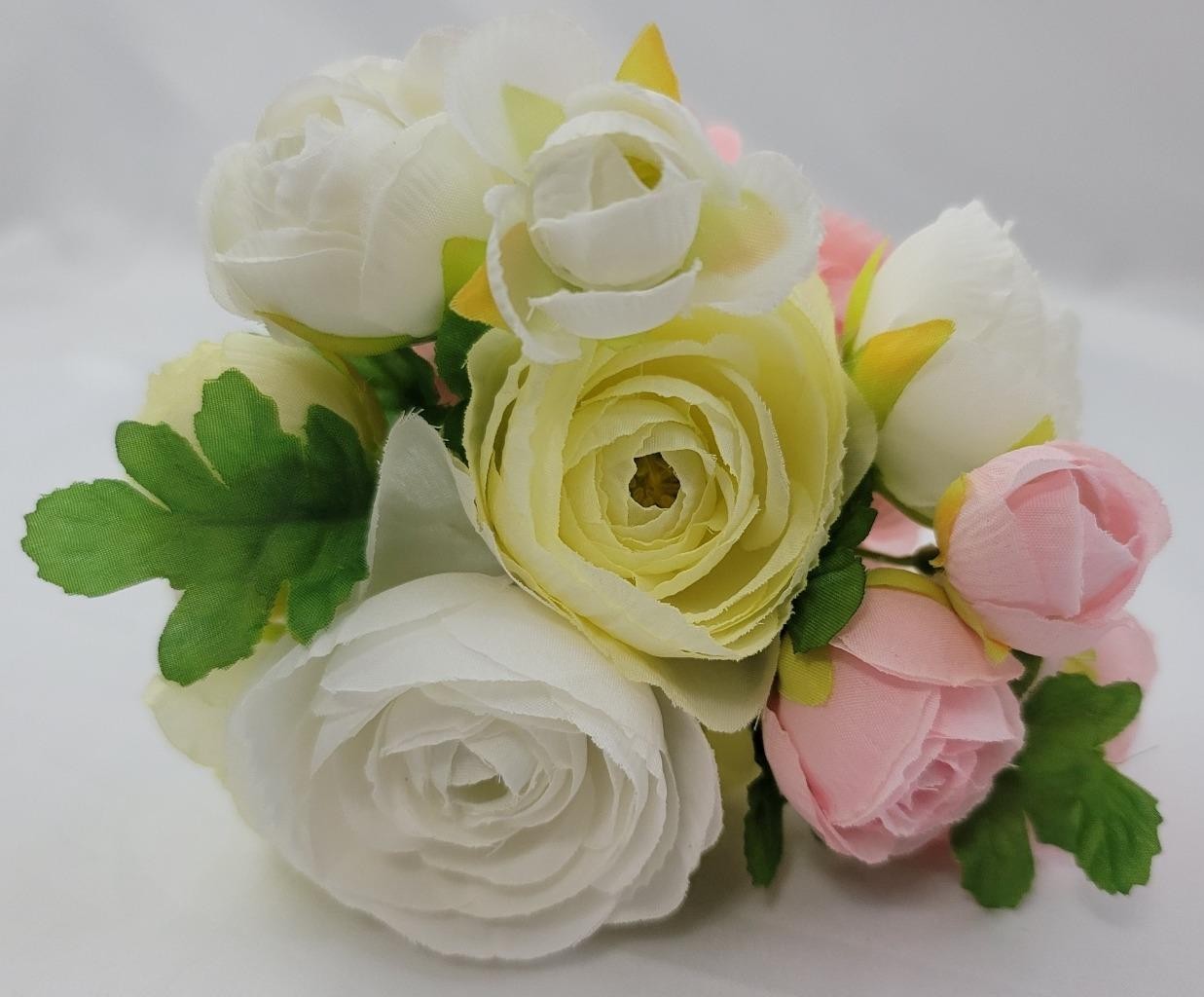 Ashland Floral Bouquet Roses Pink White Yellow Spring New 9in Flowers Wedding