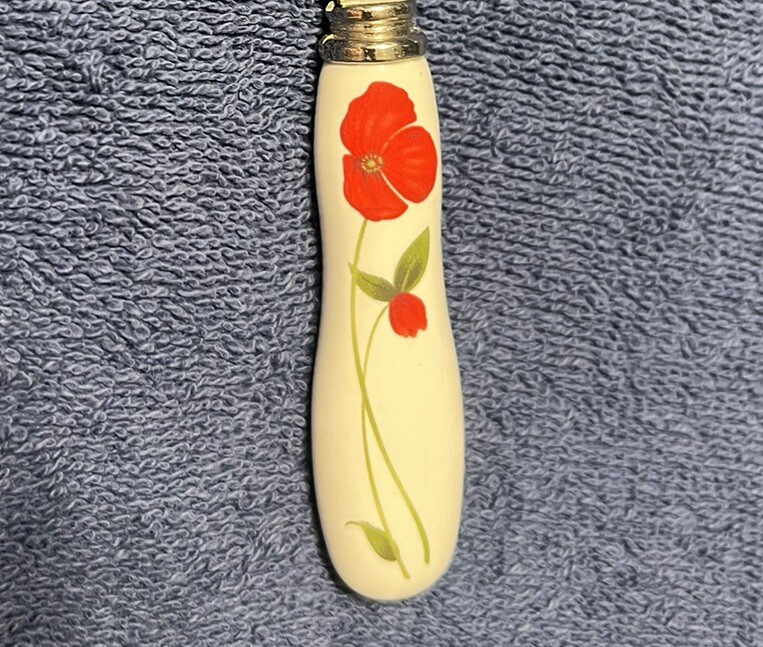 Canapé Cheese Knife With Red Hibiscus Flower White Silver Kitchen