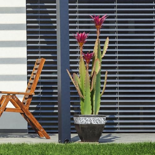 3ft Tall Artificial Cactus with Magenta Flower in Pot, Fake Cacti Plant of