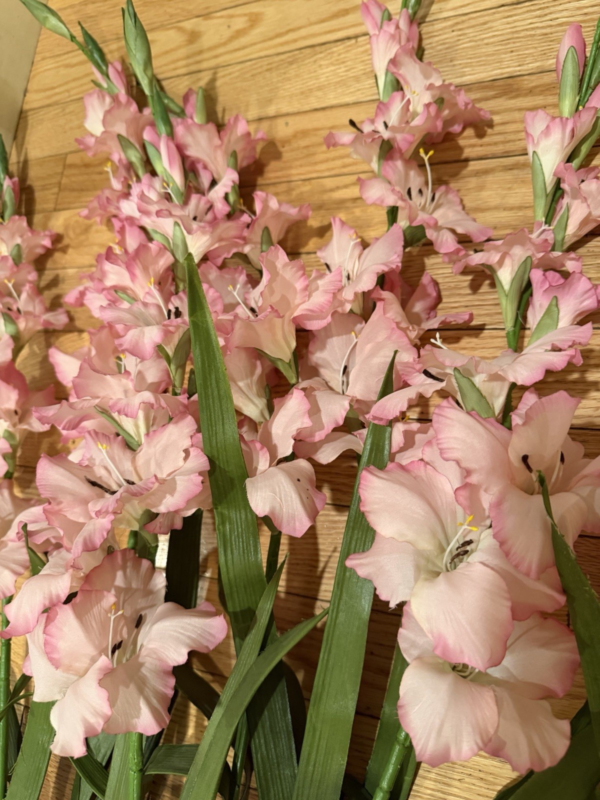 Artificial Flowers Pink & White Gladiolus 30” – 14 piece bundle