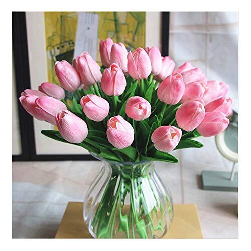 Artificial PU Tulips 10Pcs Real Touch Fake Flower Arrangement Bouquets for Pink