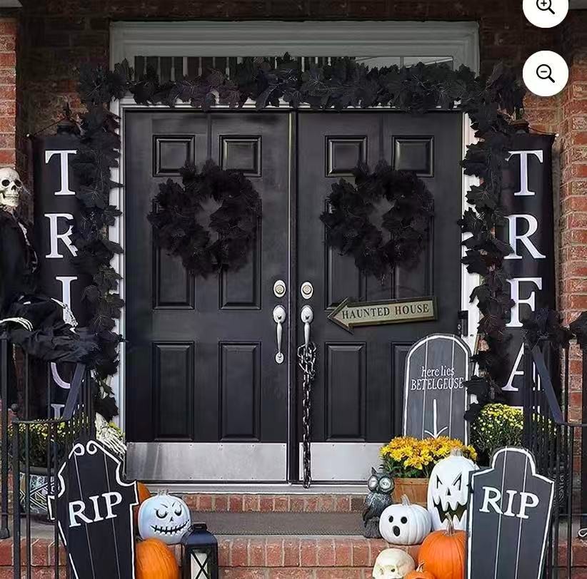Halloween Artificial Maple Leaf Black Lifelike For Decorating Home/wall-Black