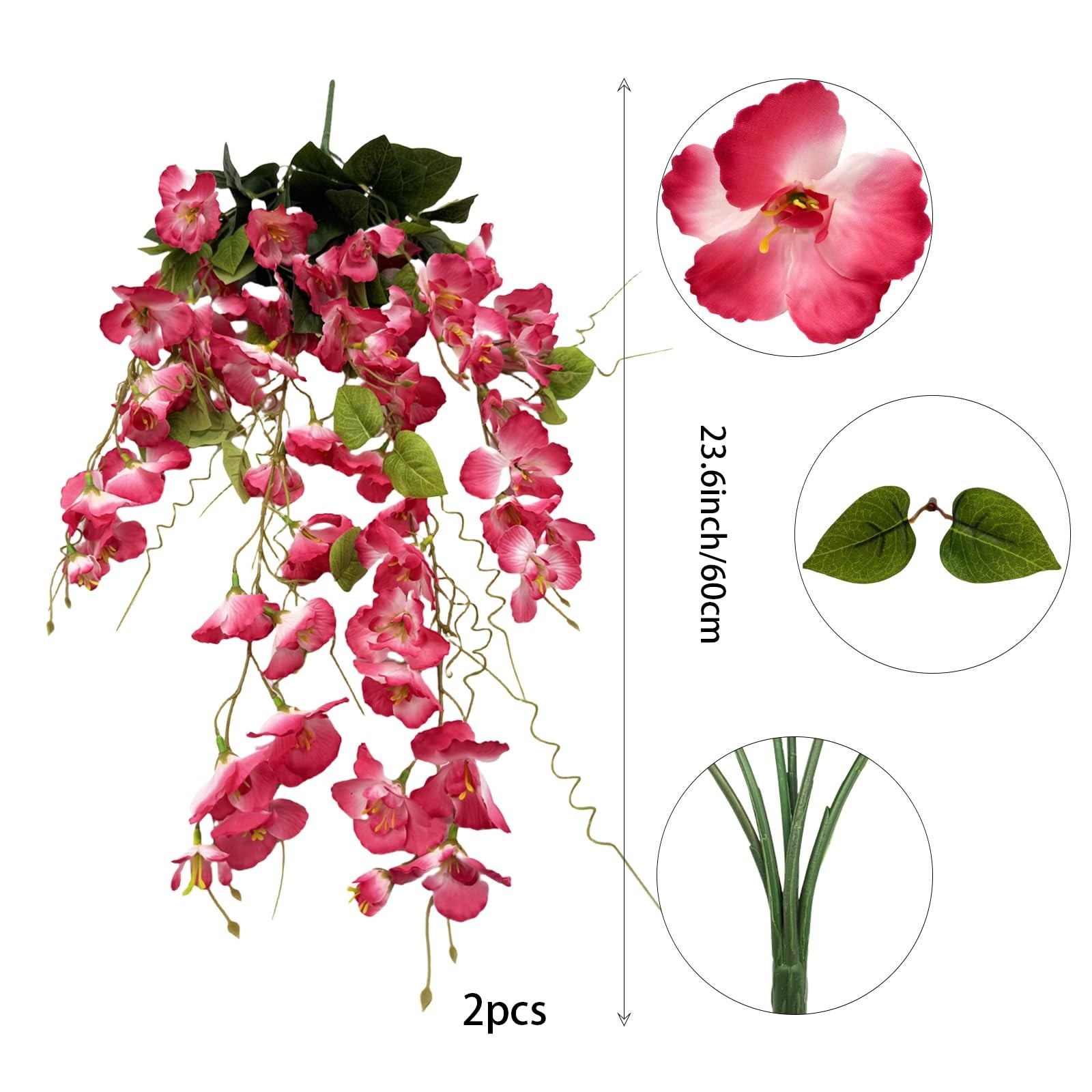 2PCS Artificial Hibiscus Flowers Outdoor Hanging UV Resistant Faux Plant New USA