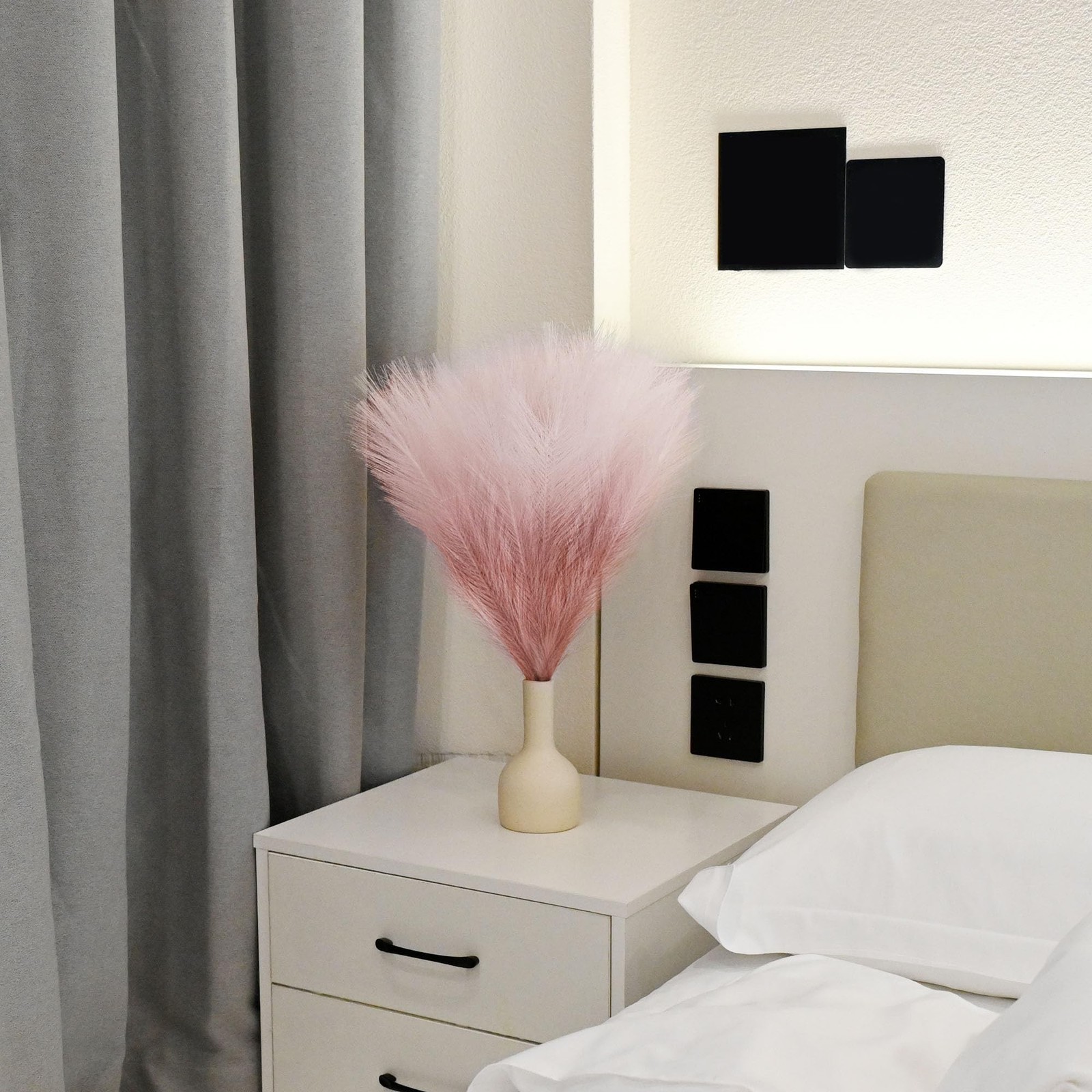 6 PCS Faux Pampas Grass Arrangement – 18″/45cm Artificial Fluffy Pompous Gras…