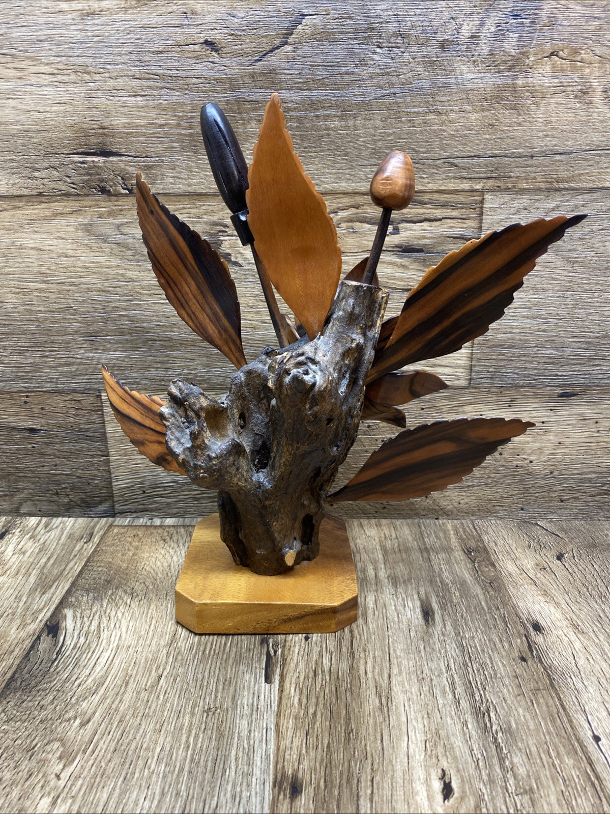 Wood Flower Arrangements Carved Hardwood Decor