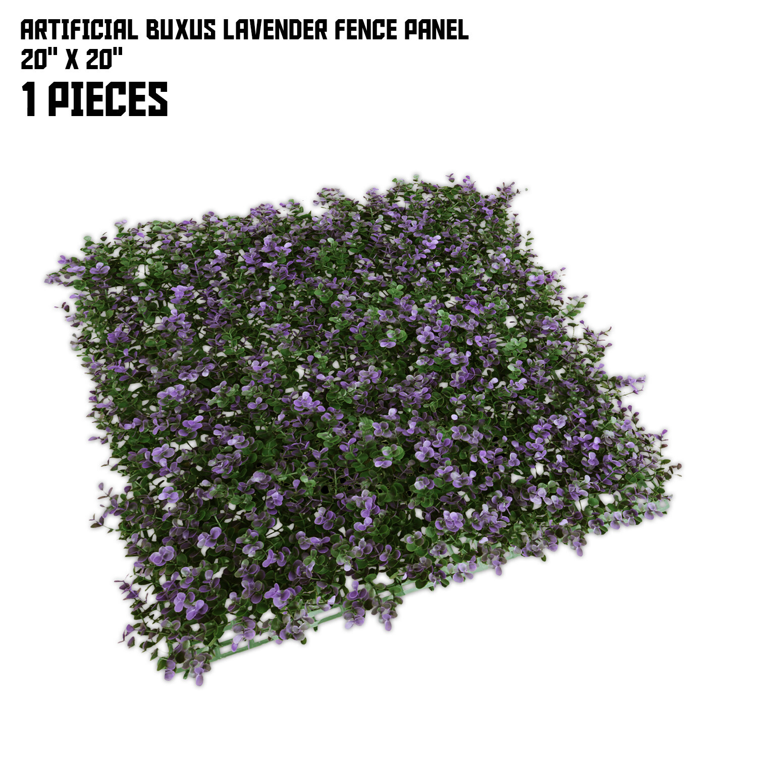 20×20” Artificial Lavender Buxus Mat Wall Hedge Decor Privacy Fence Panel Grass