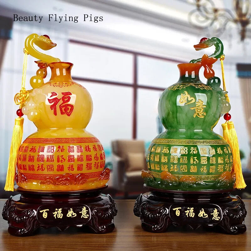 Chinese Creative Ruyi Jade Gourd Decoration Decor Housewarming Gift Artificial