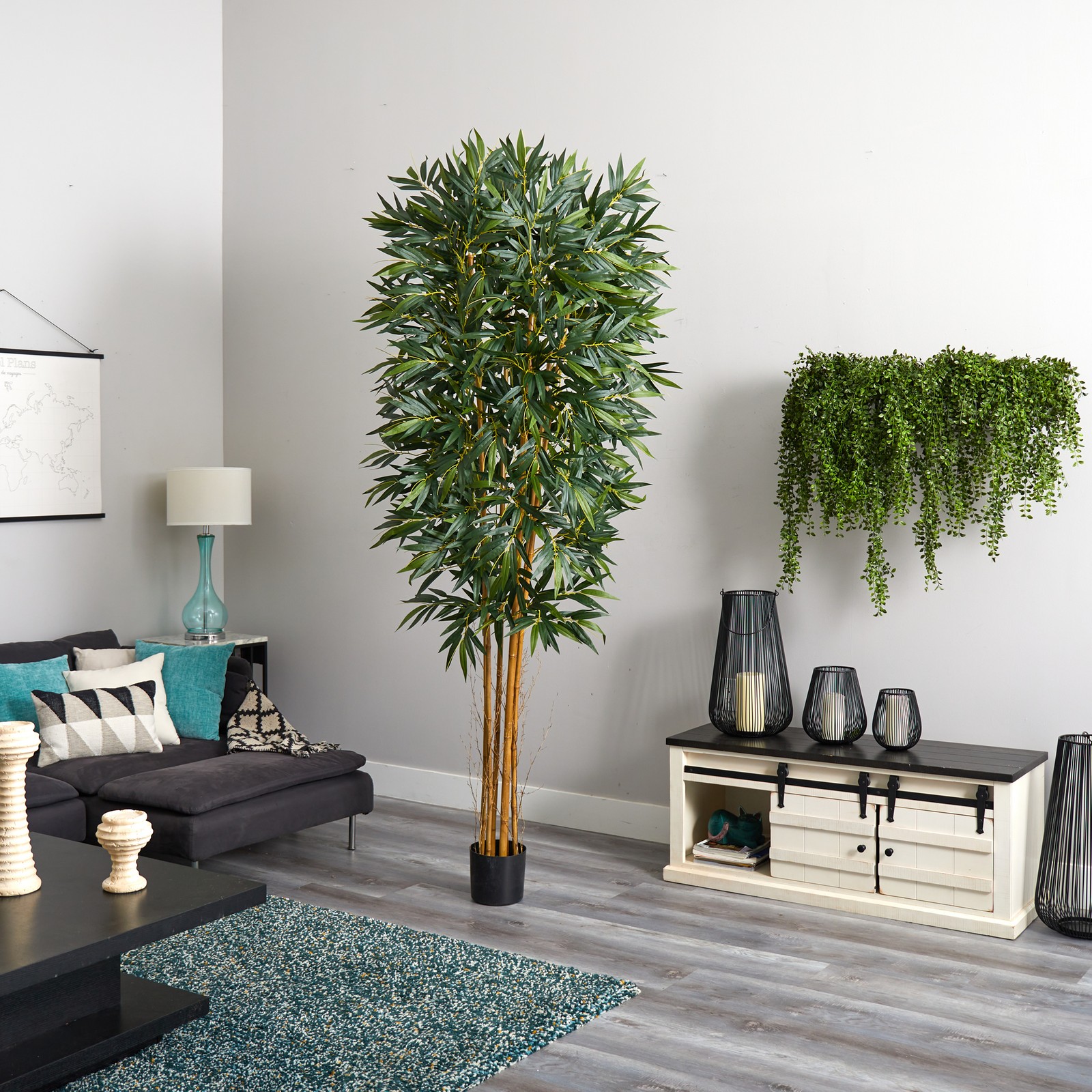 Nearly Natural 8ft Biggy Style Bamboo Tree in Green