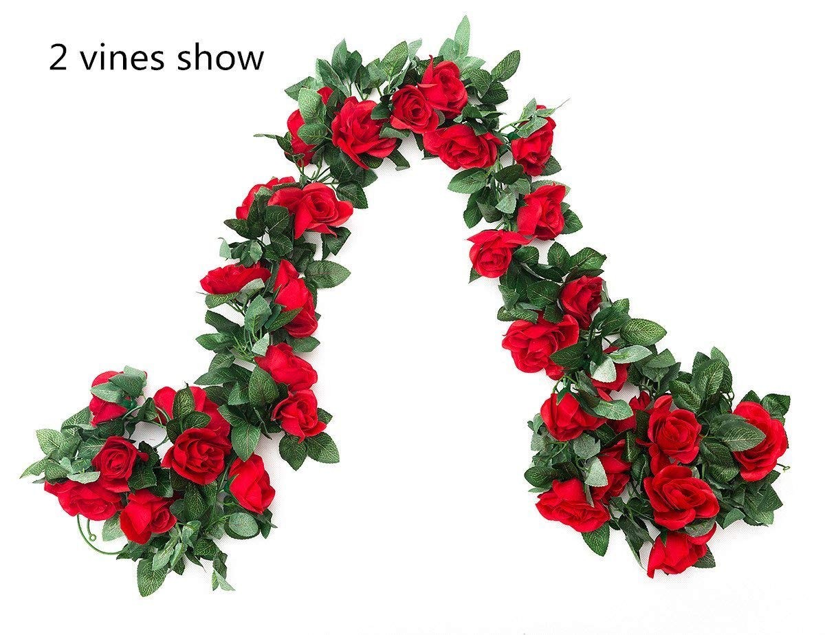 2 Pack 16FT Artificial Rose Vine Flowers Plants Fake Flower Vine for Wedding …