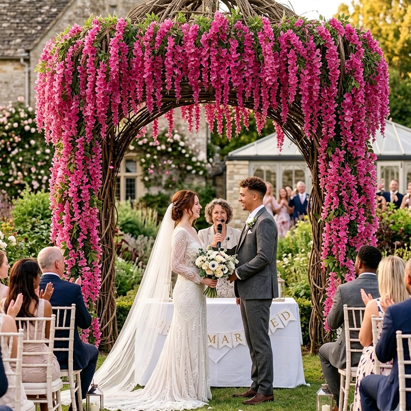 Artificial Wisteria Hanging Flowers Fake Wisteria Flower Garland Silk Vines R…