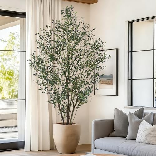 Artificial Olive Tree 7FT Tall Large Faux Trees with Realistic Leaves and 7ft